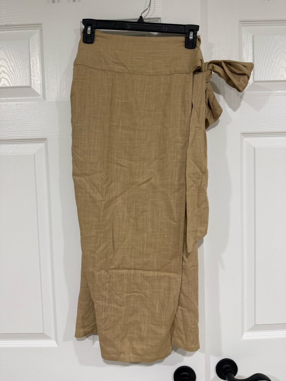 Aakaa Tan Wrap Midi Skirt